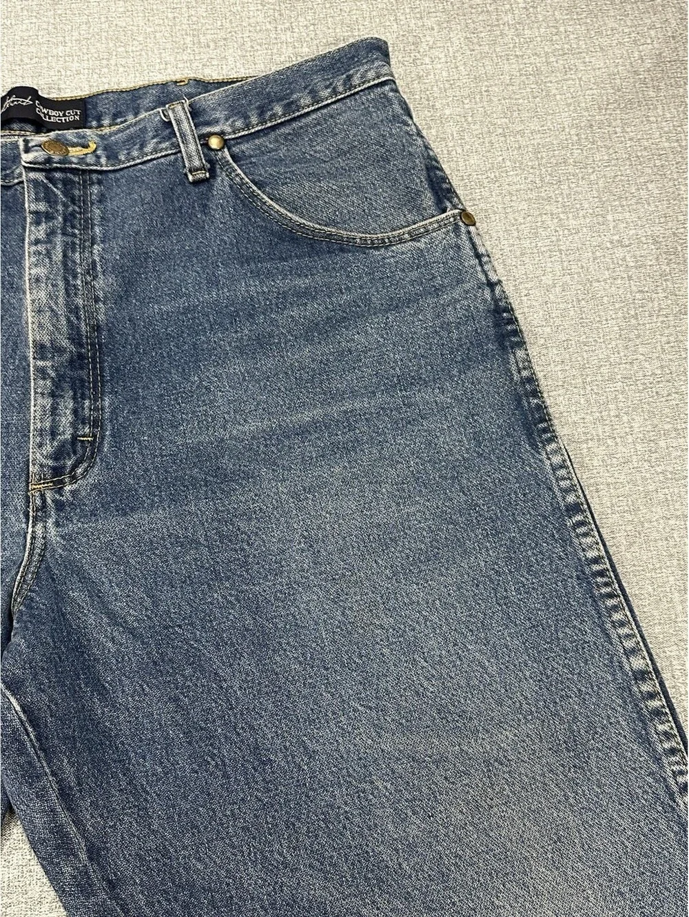 Wrangler George 37x31 Strait Jeans Cowboy Cut Men Blue Denim Straight Leg